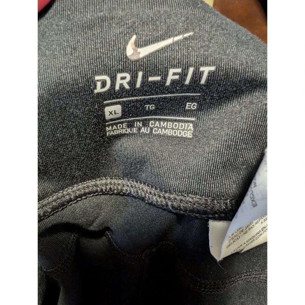 Womens Black Nike Dri-Fit Leggings Micro mesh Panel size XL‎
